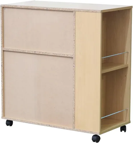 Vista 4 de Kings Brand Furniture - Carrito rodante de isla de cocina con ruedas con gabinete de almacenamiento, haya
