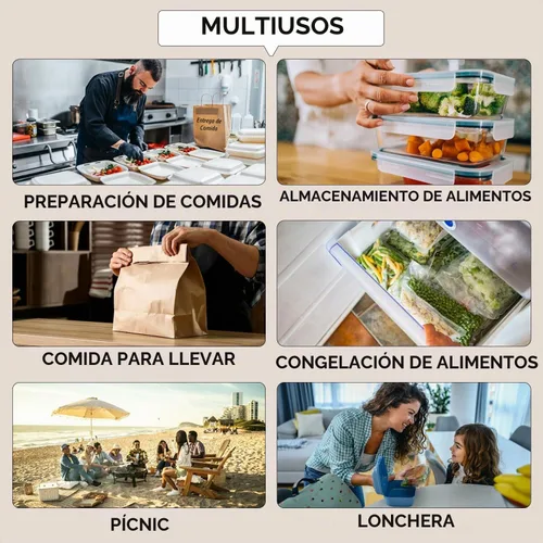 Vista 6 de Klex 50 juegos de recipientes de preparación de comidas de 24 onzas con tapas herméticas, sin BPA, contenedor de plástico reutilizable