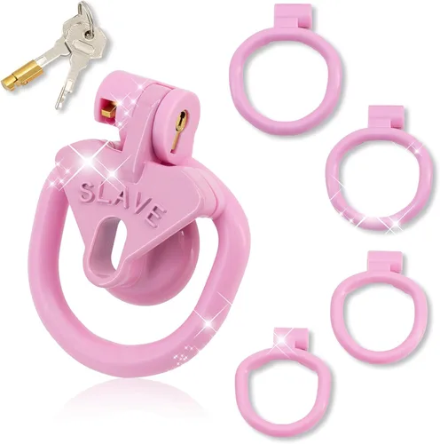 Vista 10 de Juego de dispositivos de castidad ligeros y transpirables con 4 penisrings invertidos Sissy Cock Cage SM Juguetes sexuales para adultos con bloqueo