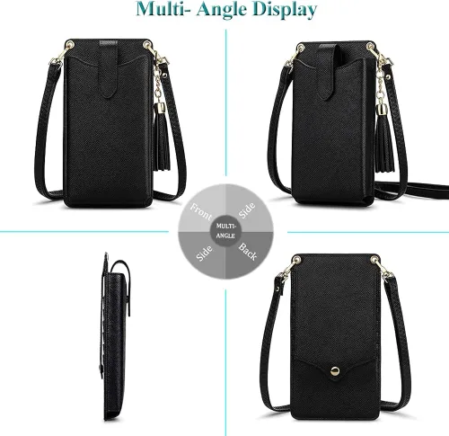 Vista 2 de Peacocktion - Bolso pequeño para teléfono celular, para mujeres, minibolso de hombro ligero para cruzarse por el cuello, con ranuras para tarjetas