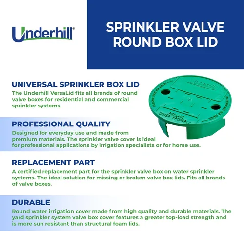 Vista 3 de Underhill Tapa Redonda para Caja de Válvula de Rociador, VersaLid de 6 a 7 Pulgadas Cubierta Universal para Sistema de Riego Automático, Verde, VL-6