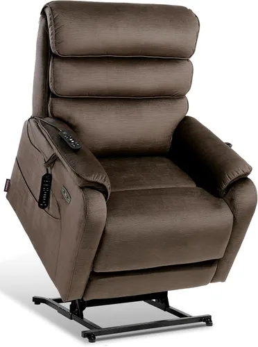 Vista 28 de EONIX Silla Reclinable Eléctrica de Doble Motor Completamente Reclinable para Ancianos, Sillas Elevadoras Eléctricas de Cuero Sintético para Negro