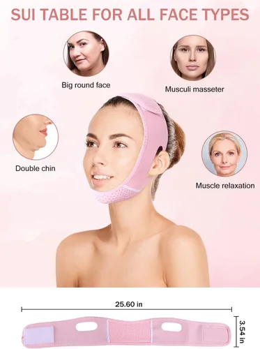 Vista 4 de Yeahka Máscara de elevación de línea V, correa de adelgazamiento facial, reductor de barbilla doble, cinturón de elevación facial en forma de V