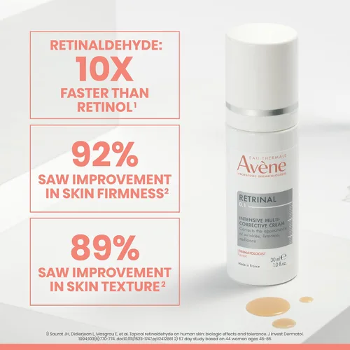 Vista 4 de Avène Retrinal Intensive Multi-Corrective Cream, Retinal Face Cream Formulated with Retinaldehyde, Niacinamide & Hyaluronic Acid, Anti-aging Cream