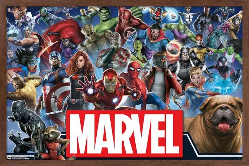Vista 18 de Trends International Marvel Comics - Póster de pared de héroes del universo Marvel, 14.725 x 22.375 pulgadas, versión enmarcada de madera de granero