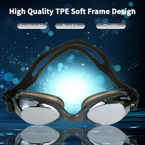 Vista 6 de Water Gear Gafas de natación antivaho con maquinilla de afeitar metálica, ideales para piscina y buceo, visión cómoda y clara, deportes acuáticos