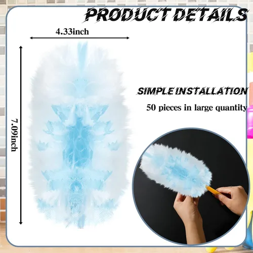 Vista 3 de Vesici 50 piezas de repuesto de plumero compatibles con Swiffer Dusters, repuesto desechable a granel grueso con 1 mango resistente para limpieza