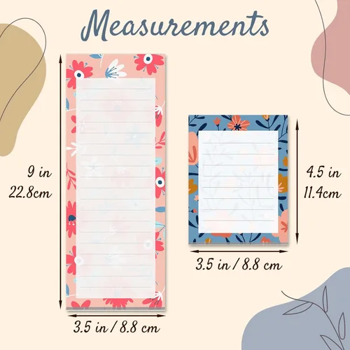 Vista 4 de Prims & Flourish Magnetic Notepads for Refrigerator, 4-Pack Grocery List Magnet Pad for Fridge, To-Do List, Reminders, Scratch Pads, Cute Floral