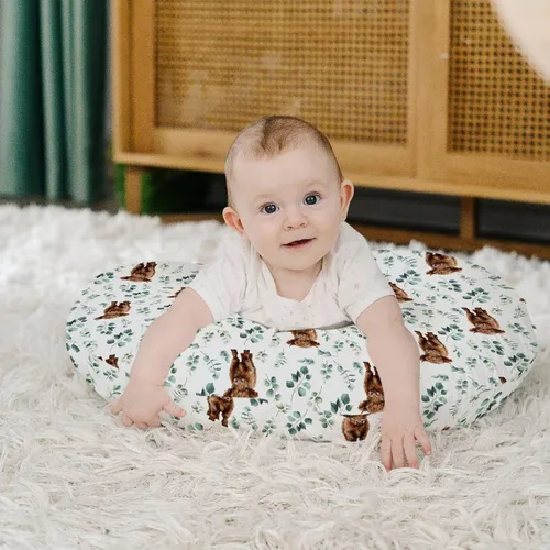 Vista 4 de HawSkgFub Highland Cow - Funda de almohada de lactancia con hojas de eucalipto para bebé, niño, animal de granja occidental de cuerno largo, vaca