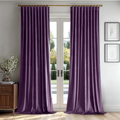 Vista 14 de MIULEE Cortinas de Terciopelo Negro de 84 Pulgadas de Largo 2 Paneles - Cortinas de Ventana con Pliegues Pinzados de Lujo que Oscurecen