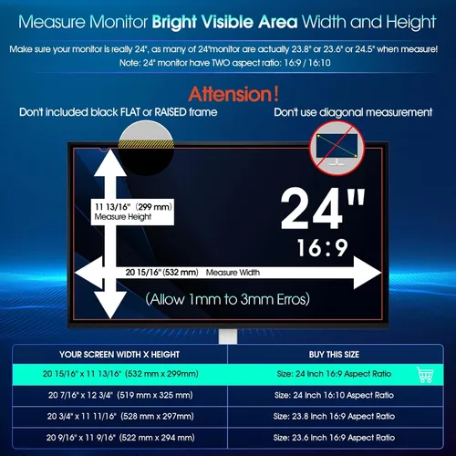 Vista 2 de YAKAI Paquete de 2 filtros de pantalla de privacidad para computadora de 24 pulgadas para monitor de pantalla ancha de relación de aspecto 16:9