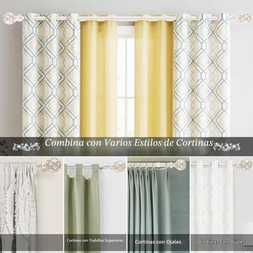 Vista 2 de Ycolnaefllr - Barra de cortina doble blanca de 28 a 48 pulgadas, resistente y ajustable Weathered White