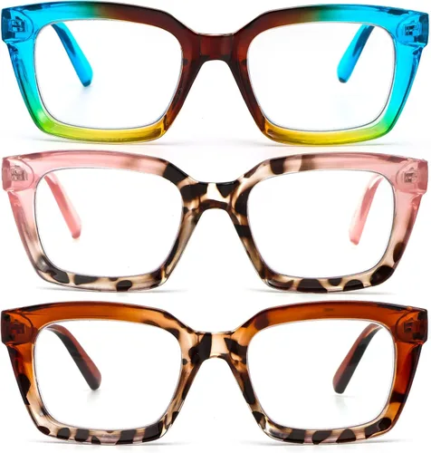 Vista 15 de DXYXYO Blue Light Blocking Reading Glasses for Women Oversized Computer Readers Retro Fashion Square