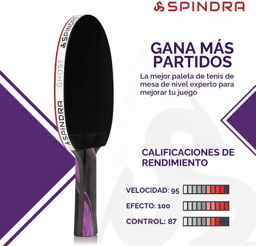 Vista 3 de Ghost Professional Competition Ping Pong Paddle y estuche de fibra de carbono Tecnología HSS para un máximo giro y control