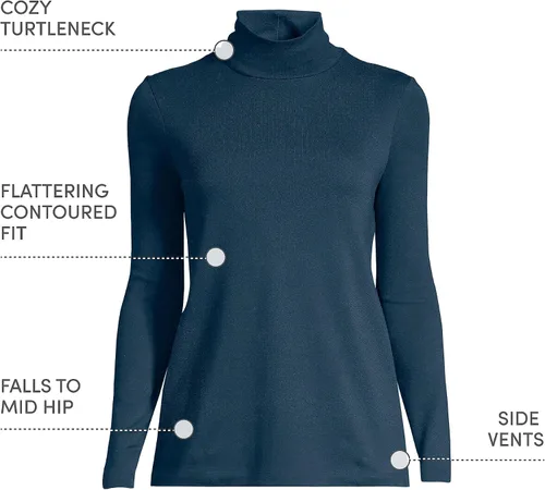 Vista 8 de Lands' End Supima - Suéter de cuello alto y mangas largas para mujer