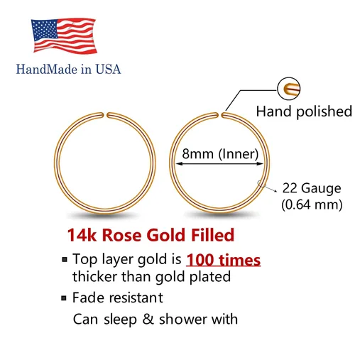 Vista 3 de 14k Rose Gold Filled Mini Huggie Hoop Earrings for Women Girls