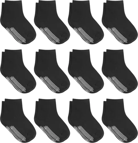 Vista 11 de Debra Weitzner Toddler Socks With Grips - 12 Pairs Crew Cotton Grip Socks for Baby Boys Girls Infant's and Kids 6-M - 7 years