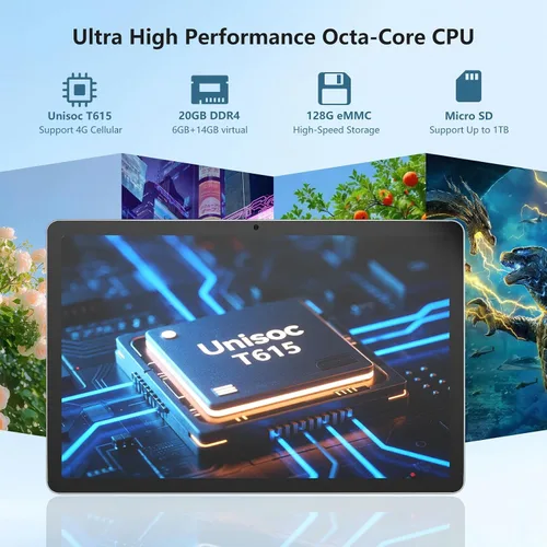 Vista 6 de NRKDUBQ Tablet Android 15 de 11 pulgadas 128GB con ranura para tarjeta SIM, teclado de 20 GB de RAM, tableta celular 4G LTE T-moblie Phablet