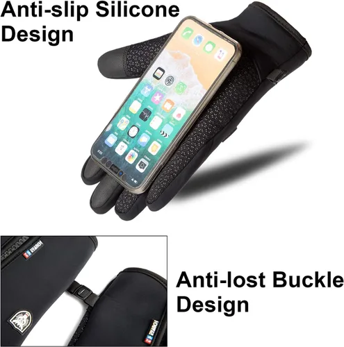 Vista 4 de Guantes de invierno para hombres y mujeres, guante térmico resistente al viento y al agua para clima frío, guantes con pantalla táctil para mantener