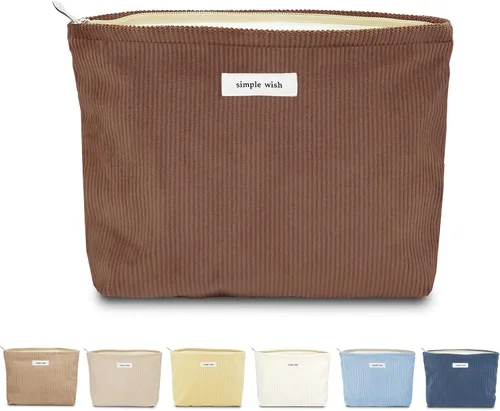 Vista 25 de Sminra Bolsa de Maquillaje Bolsa de Cosméticos Bolsa de Aseo de Lona Preppy para Mujeres Linda Bolsa con Cremallera Organizador Accesorios de Viaje