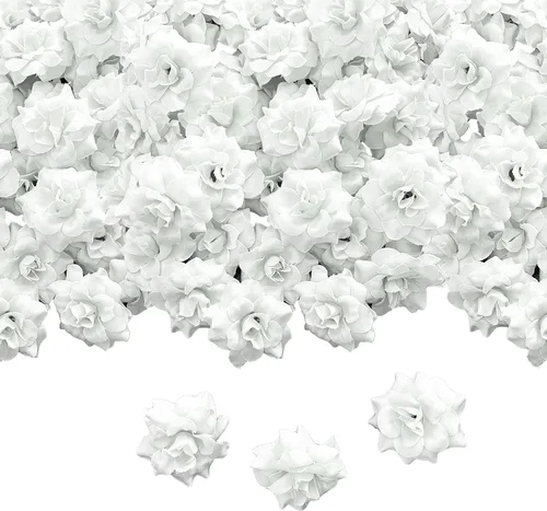 Vista 12 de 120 rosas artificiales de seda, cabeza de rosa falsa, cabezas de rosas para el día de San Valentín, bodas, centros de mesa, día de la madre, pared
