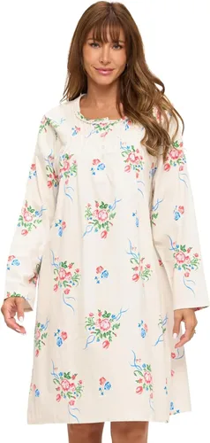 Vista 26 de Casual Nights Camisón de franela con flores de manga larga para mujer Azul