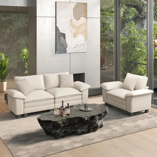 Vista 17 de HERA'S HOUSE Juego de sofás seccionales modulares de 2 piezas, juego de sofá de gran tamaño con loveseat y sillón, cómodos sofás nube con cojines