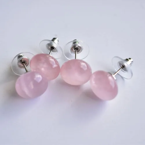 Vista 5 de 10 pendientes de piedra natural cuentas redondas de cuarzo de cristal color plateado joyería de moda para mujeres y niñas color del metal piedra
