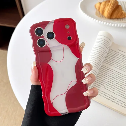 Vista 68 de DEFBSC Funda para iPhone 15 con bonito diseño ondulado, color negro
