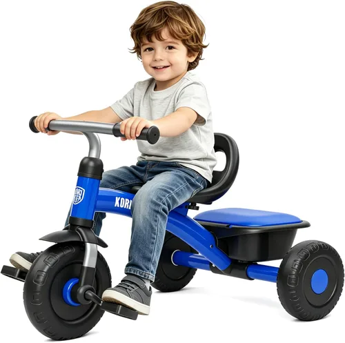 Vista 7 de KORIMEFA Triciclo infantil para niños de 1 a 3 años, color azul