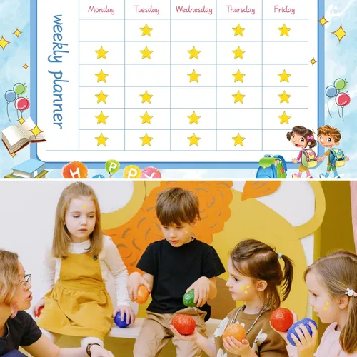 Vista 6 de Calcomanías de estrella dorada de 0.3 pulgadas de diámetro - 1080 piezas, 10 hojas - Calcomanías de recompensa para niños, ideales para tablas