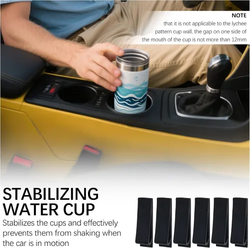 Vista 5 de 6 piezas de estabilizador de inserto para portavasos de coche, posavasos antideslizantes de silicona para estabilizador de coche con diseño curvo
