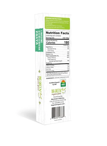 Vista 2 de Big Green Organic Food - Linguino orgánico de sorgo, sin gluten, sin lectina, sin OMG, vegano, alternativa de trigo y arroz, 8.8 onzas (paquete de 1)