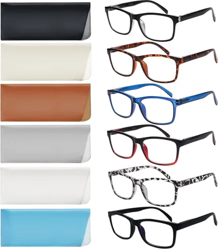 Vista 9 de SIGVAN Paquete de 6 lentes de lectura para mujeres y hombres, bloqueo de luz azul, bisagra de resorte, antifatiga ocular/deslumbramiento, lectores 6