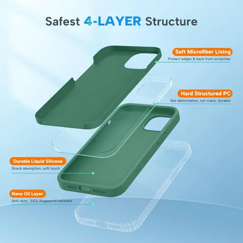 Vista 6 de Miracase Funda diseñada para iPhone 13 Pro Max con protector de pantalla, [forro de microfibra suave antiarañazos], funda protectora de silicona