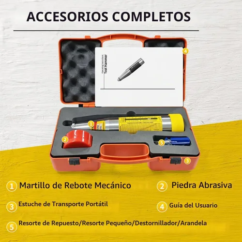 Vista 7 de HD-225A - Probador profesional de martillo de rebote de hormigón, herramienta de medidor de prueba de resiliómetro portátil con rango de 10-60