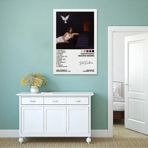 Vista 4 de MOZEU PinkPantheress - Póster con portada de álbum de música Heaven Knows para habitación, lienzo estético, arte de pared, decoración de dormitorio