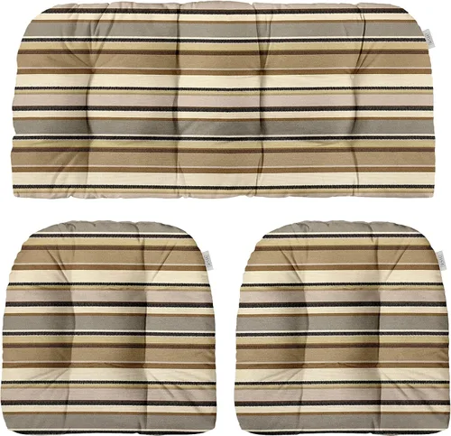 Vista 47 de RSH DECOR: Sunbrella - Juego de 3 cojines de mimbre copetudos 41 x 19 pulgadas y 19 x 19 pulgadas Fabricado con tela de rendimiento Sunbrella