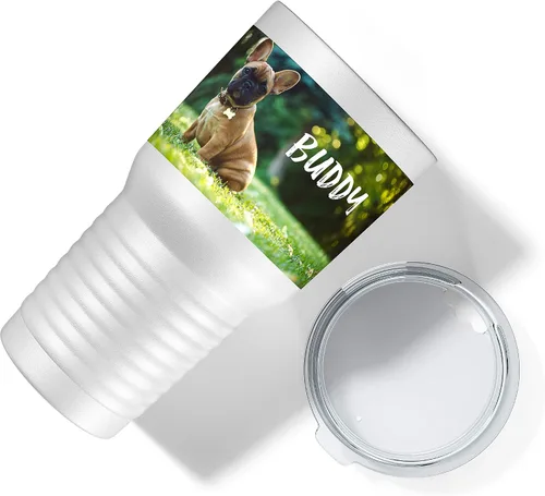Vista 4 de Tazas con fotos personalizadas, vaso blanco de 30 onzas – Añade foto, logotipo, imagen o texto en tazas de café de acero inoxidable, vasos