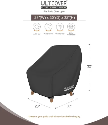 Vista 2 de ULTCOVER Funda Impermeable para Silla de Patio – Funda para Silla de Jardín Individual de Asiento Profundo para Exteriores, Paquete de 4, Se Adapta