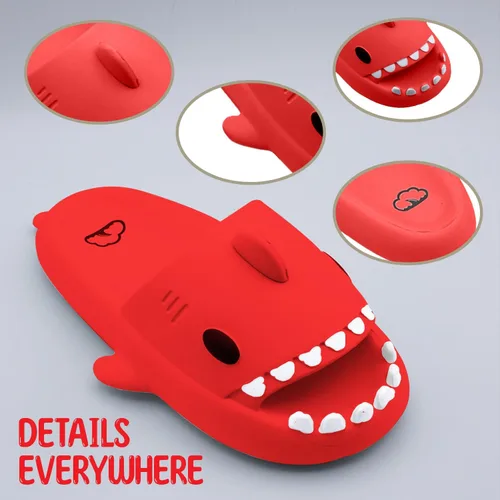Vista 2 de The Cloudsharks Originals - Sandalias de tiburón de dibujos animados para hombres y mujeres - Sandalias de tiburón antideslizantes - Pantuflas
