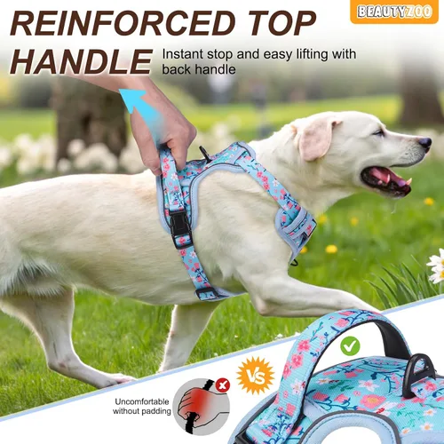 Vista 3 de BEAUTYZOO Arnés para perro sin tirones pequeño, juego de arnés y correa ajustable para perro - Fácil de usar con 3 hebillas/mango de control, arnés