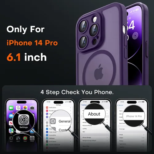 Vista 566 de TOCOL Funda magnética 3 en 1 para iPhone 15 Pro, mejorada [protección completa de cámara] con 2 protectores de pantalla, compatible con MagSafe Gris