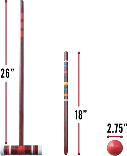 Vista 3 de Franklin Sports Juegos de croquet portátiles para patio trasero – Juegos completos de croquet para 4 + 6 jugadores con mazos, bolas de croquet +
