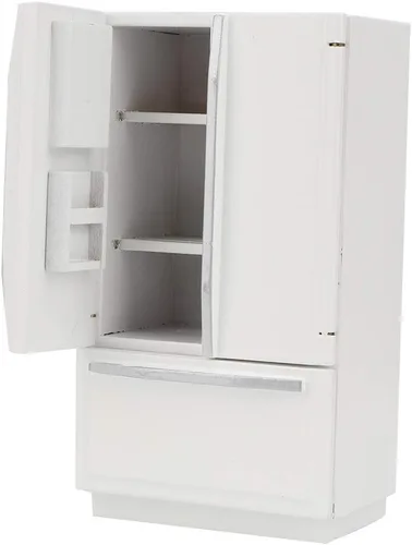 Vista 6 de Casa de muñecas Miniatura Frigorífico de Madera Escala 1:12 Blanco Doll home decor, handcrafted pine furniture accessory, miniature kitchen