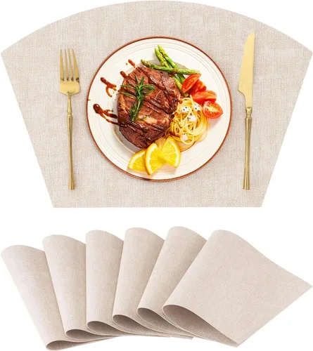 Vista 25 de Homaxy Juego de 4 manteles individuales de piel sintética resistentes al calor para mesa de comedor, impermeables, lavables, lavables, manteles