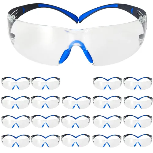 Vista 14 de 3M - Lentes de seguridad SecureFit, paquete de 20, ANSI Z87, antiarañazos y antivaho Scotchgard, lente ámbar, marco amarillo/negro, varillas