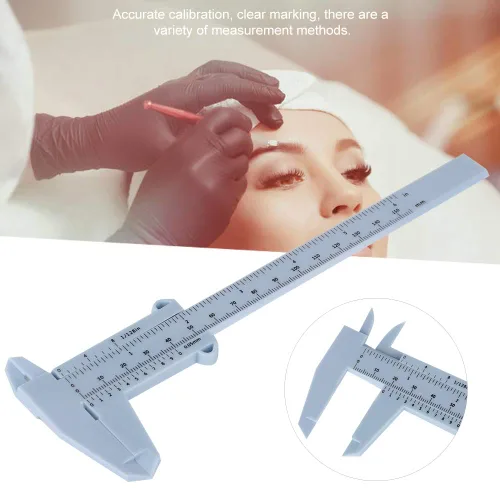 Vista 3 de Plantilla de cejas Vernier Caliper – Regla de posicionamiento permanente reutilizable de cejas para medir el maquillaje