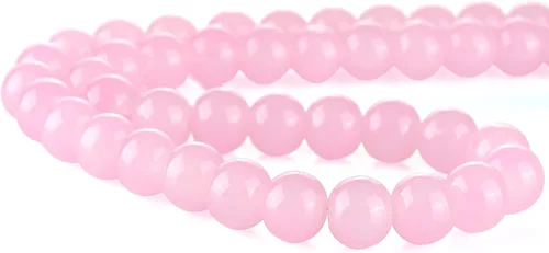Vista 3 de RUBYCA 1 hebra 10MM Jade imitación ronda pintado recubierto de cuentas de vidrio DIY fabricación de joyas bebé rosa