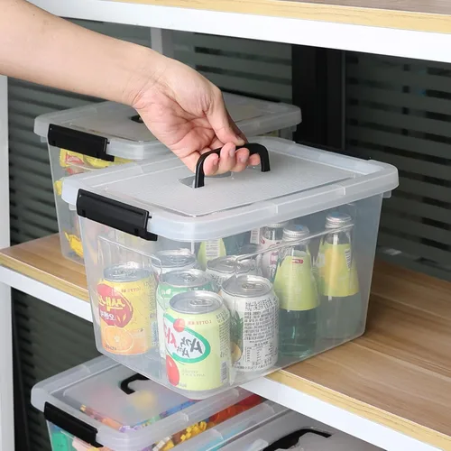 Vista 4 de Contenedores de almacenamiento de plástico de 12 cuartos de galón con tapas, caja de almacenamiento de plástico, 6 paquetes